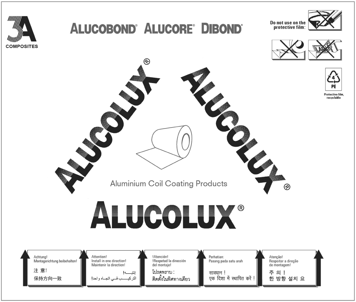 Protective film with direction arrows